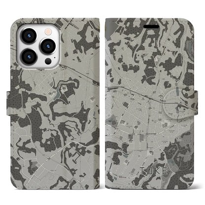 【土気（千葉県）】地図柄iPhoneケース（手帳タイプ）モノトーン・iPhone 13 Pro 用