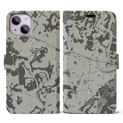 【土気（千葉県）】地図柄iPhoneケース（手帳タイプ）モノトーン・iPhone 14 用