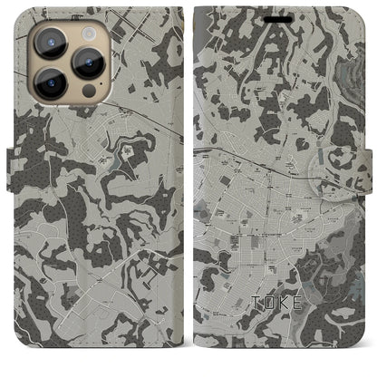 【土気（千葉県）】地図柄iPhoneケース（手帳タイプ）モノトーン・iPhone 14 Pro Max 用