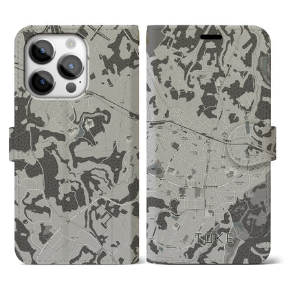 【土気（千葉県）】地図柄iPhoneケース（手帳タイプ）モノトーン・iPhone 14 Pro 用