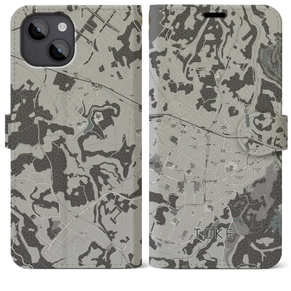 【土気（千葉県）】地図柄iPhoneケース（手帳タイプ）モノトーン・iPhone 14 Plus 用