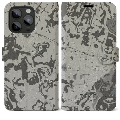 【土気（千葉県）】地図柄iPhoneケース（手帳タイプ）モノトーン・iPhone 15 Pro Max 用