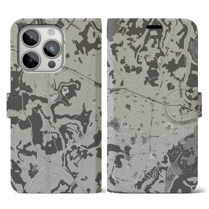 【土気（千葉県）】地図柄iPhoneケース（手帳タイプ）モノトーン・iPhone 15 Pro 用