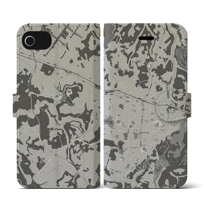 【土気（千葉県）】地図柄iPhoneケース（手帳タイプ）モノトーン・iPhone SE（第3 / 第2世代） / 8 / 7 / 6s / 6 用