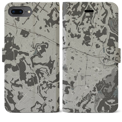 【土気（千葉県）】地図柄iPhoneケース（手帳タイプ）モノトーン・iPhone 8Plus /7Plus / 6sPlus / 6Plus 用