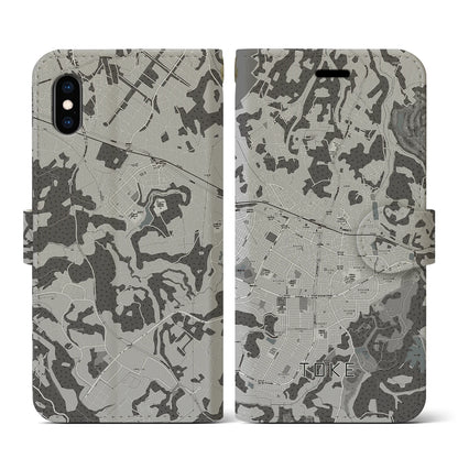【土気（千葉県）】地図柄iPhoneケース（手帳タイプ）モノトーン・iPhone XS / X 用