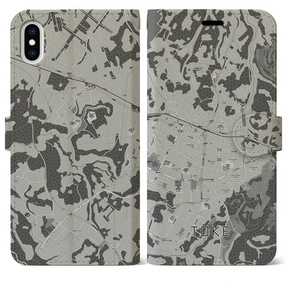 【土気（千葉県）】地図柄iPhoneケース（手帳タイプ）モノトーン・iPhone XS Max 用