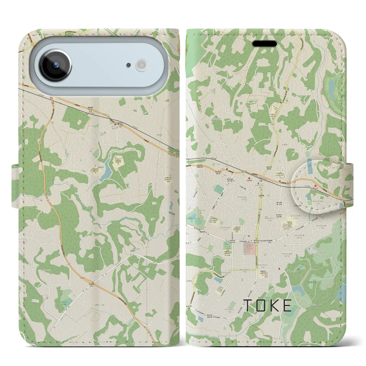 【土気（千葉県）】地図柄iPhoneケース（手帳タイプ）