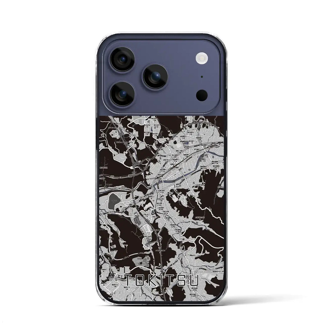 【土岐津（岐阜県）】地図柄iPhoneケース（クリアタイプ）モノトーン・iPhone 17 Pro Max 用