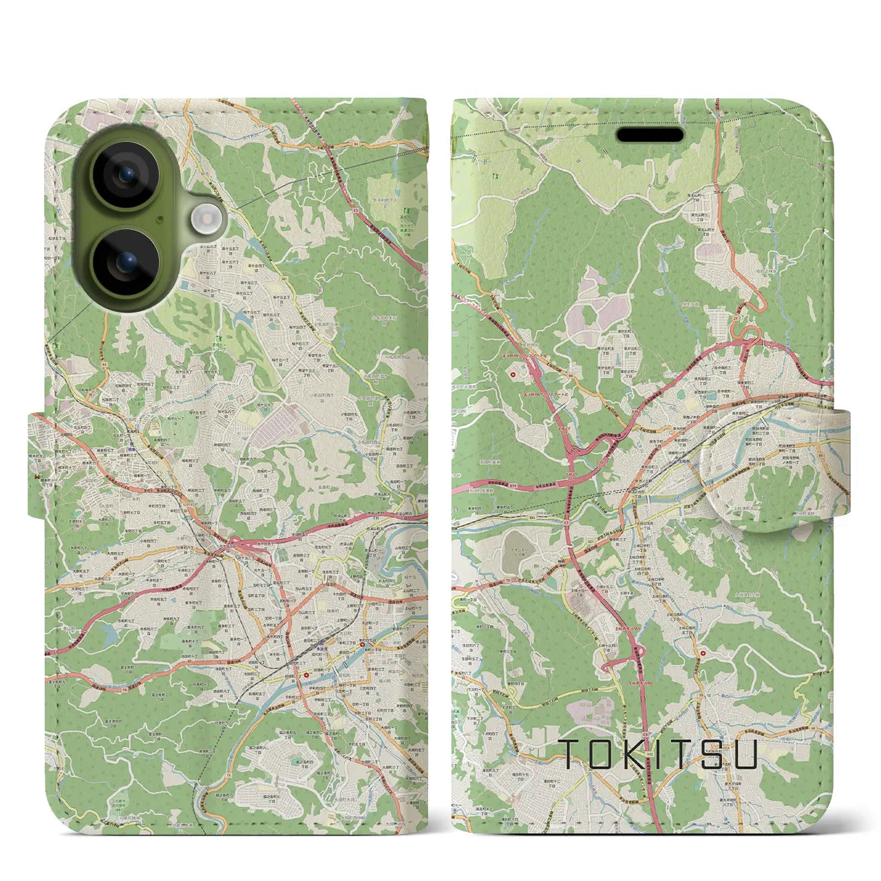 【土岐津（岐阜県）】地図柄iPhoneケース（手帳タイプ）