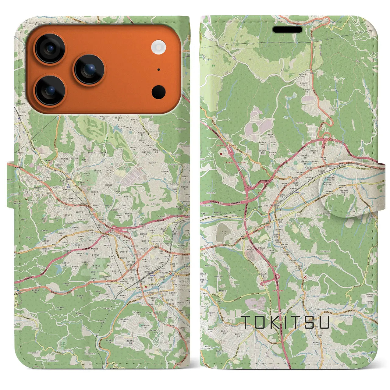 【土岐津（岐阜県）】地図柄iPhoneケース（手帳タイプ）