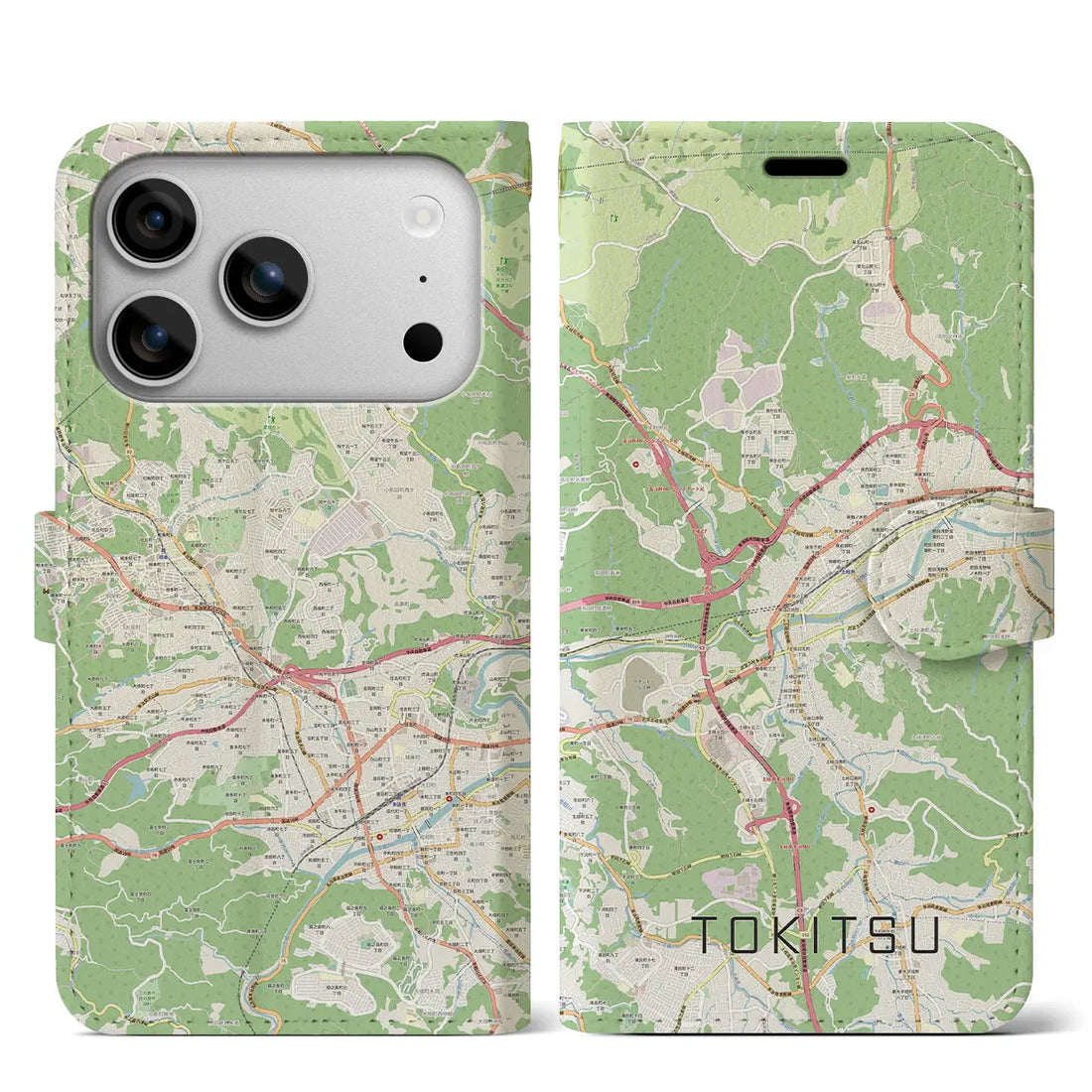 【土岐津（岐阜県）】地図柄iPhoneケース（手帳タイプ）モノトーン・iPhone 17 Pro Max 用