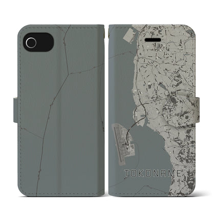 【常滑（愛知県）】地図柄iPhoneケース（手帳タイプ）モノトーン・iPhone SE（第3 / 第2世代） / 8 / 7 / 6s / 6 用