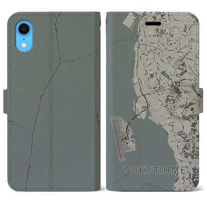 【常滑（愛知県）】地図柄iPhoneケース（手帳タイプ）モノトーン・iPhone XR 用