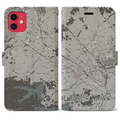 【所沢2（埼玉県）】地図柄iPhoneケース（手帳タイプ）モノトーン・iPhone 11 用