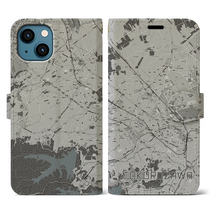 【所沢2（埼玉県）】地図柄iPhoneケース（手帳タイプ）モノトーン・iPhone 13 用