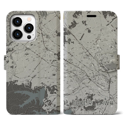 【所沢2（埼玉県）】地図柄iPhoneケース（手帳タイプ）モノトーン・iPhone 13 Pro 用