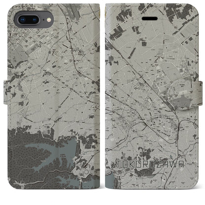 【所沢2（埼玉県）】地図柄iPhoneケース（手帳タイプ）モノトーン・iPhone 8Plus /7Plus / 6sPlus / 6Plus 用