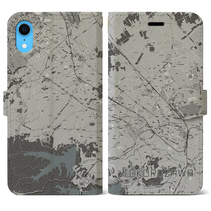 【所沢2（埼玉県）】地図柄iPhoneケース（手帳タイプ）モノトーン・iPhone XR 用