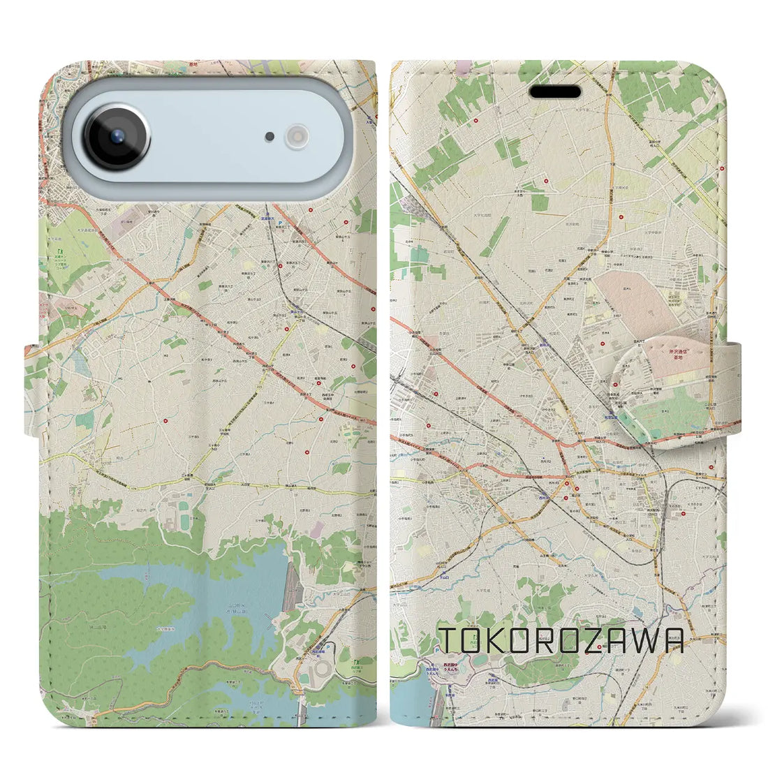 【所沢2（埼玉県）】地図柄iPhoneケース（手帳タイプ）モノトーン・iPhone 17 Pro Max 用