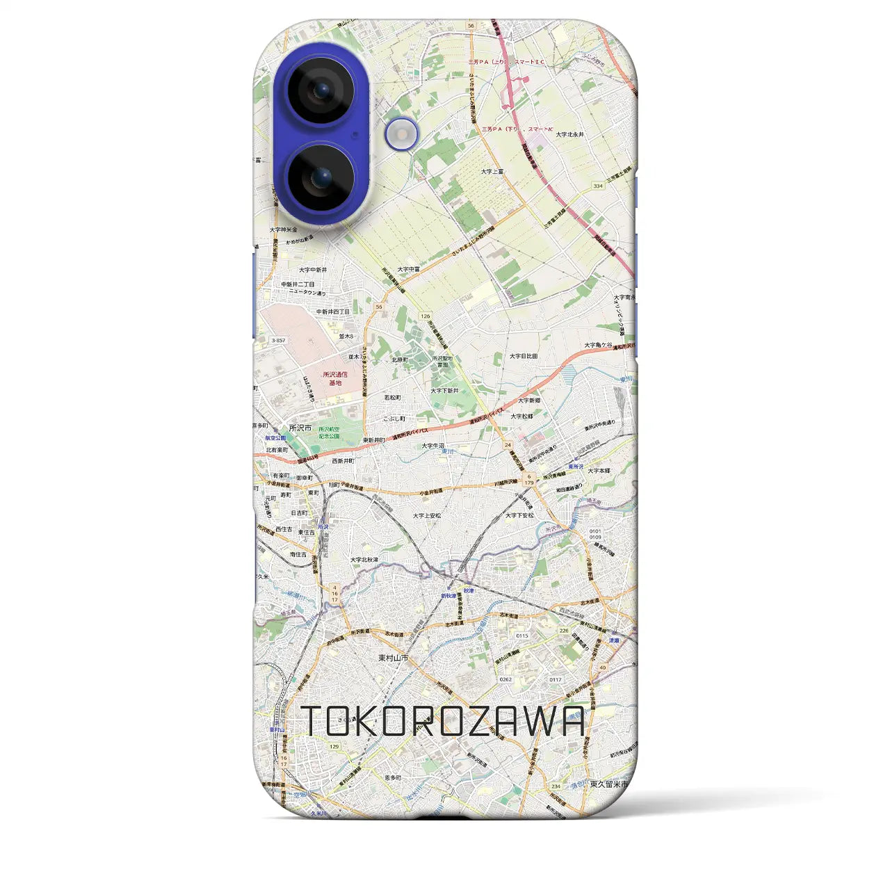 【所沢3（埼玉県）】地図柄iPhoneケース（バックカバータイプ）ブラック・iPhone 16 Pro Max 用