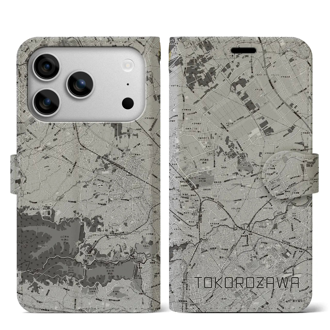 【所沢3（埼玉県）】地図柄iPhoneケース（手帳タイプ）