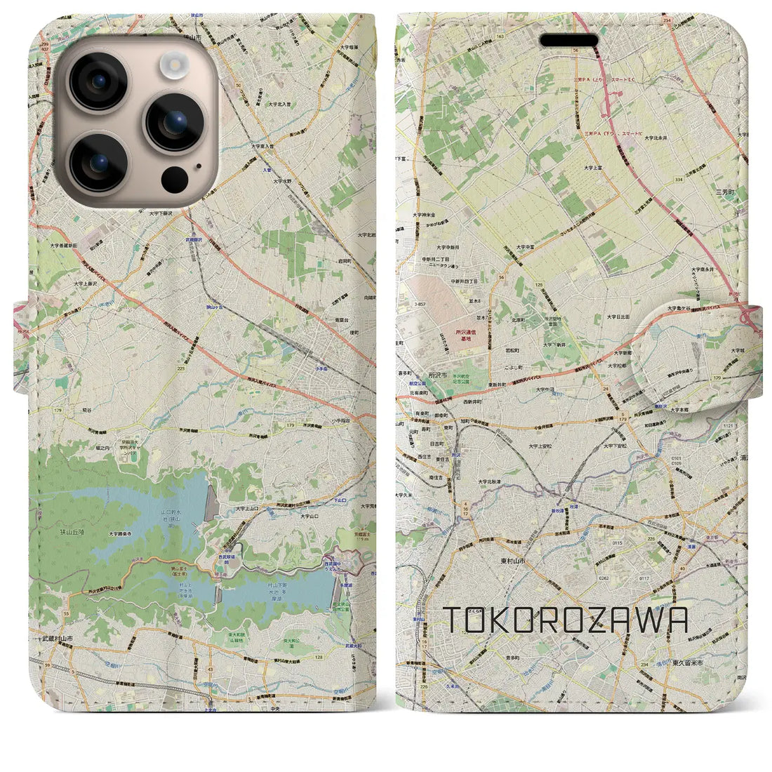 【所沢3(埼玉県)】地図柄iPhoneケース(手帳タイプ)