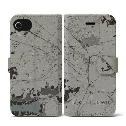 【所沢（埼玉県）】地図柄iPhoneケース（手帳タイプ）モノトーン・iPhone SE（第3 / 第2世代） / 8 / 7 / 6s / 6 用