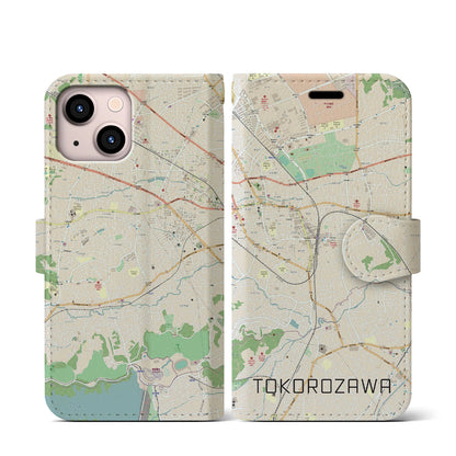 【所沢（埼玉県）】地図柄iPhoneケース（手帳タイプ）ナチュラル・iPhone 13 mini 用