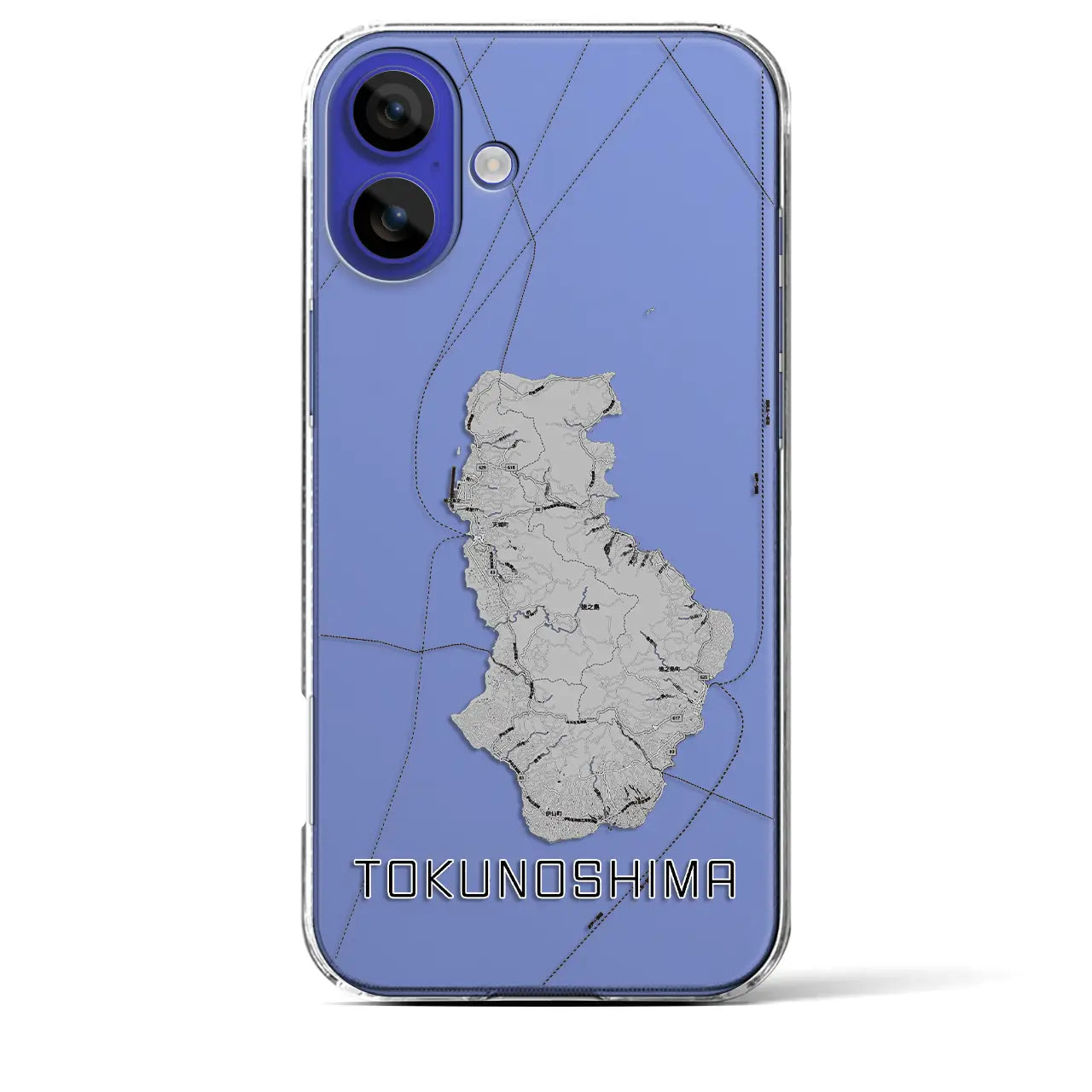 【徳之島（鹿児島県）】地図柄iPhoneケース（クリアタイプ）モノトーン・iPhone 16 Pro Max 用