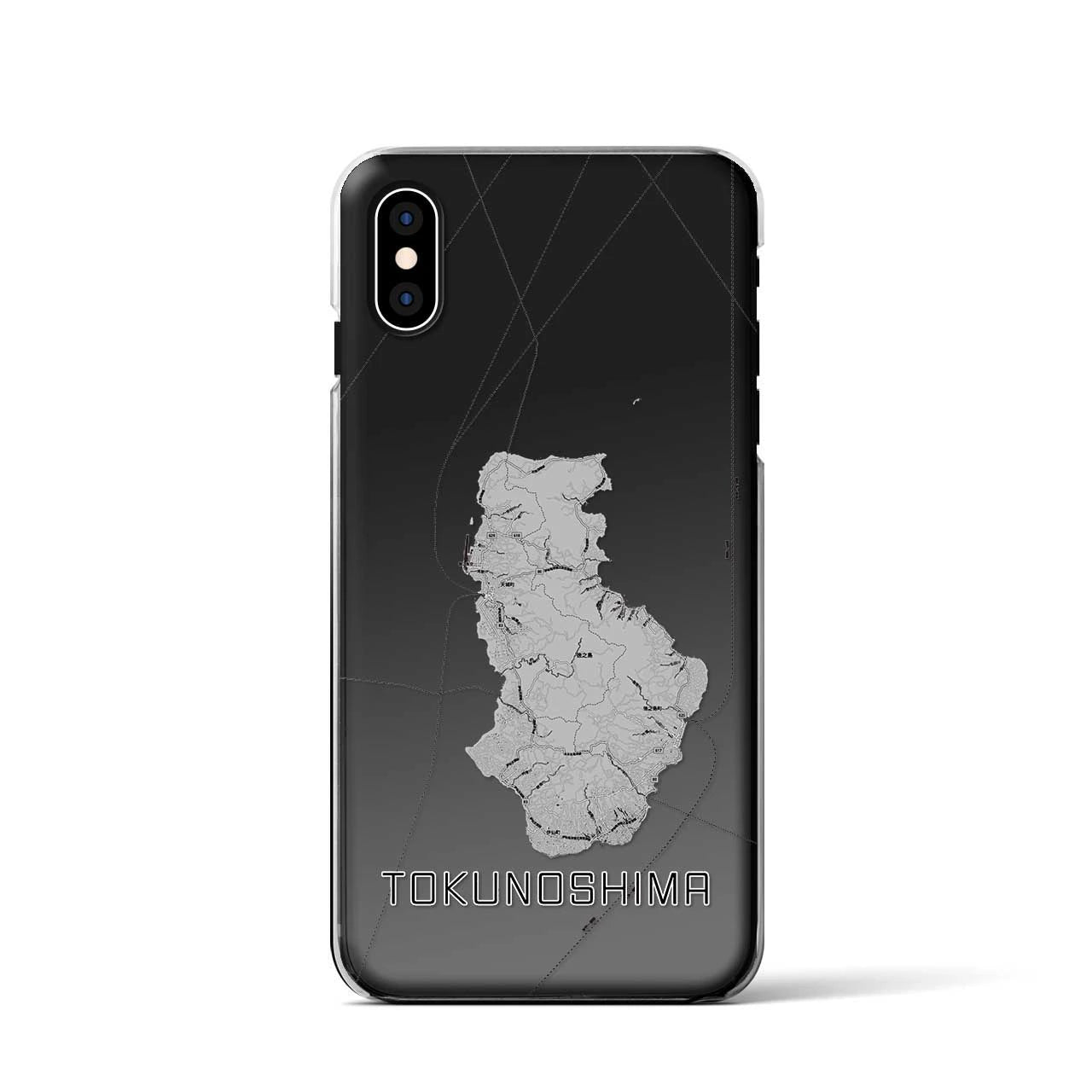 【徳之島（鹿児島県）】地図柄iPhoneケース（クリアタイプ）モノトーン・iPhone XS / X 用