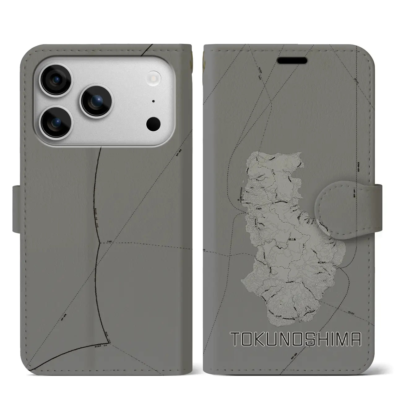 【徳之島（鹿児島県）】地図柄iPhoneケース（手帳タイプ）