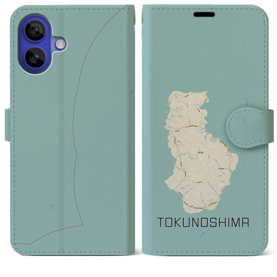 【徳之島（鹿児島県）】地図柄iPhoneケース（手帳タイプ）ナチュラル・iPhone 16 Pro Max 用