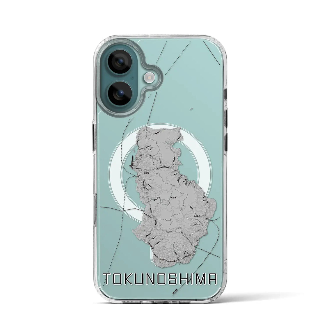 【徳之島（鹿児島県）】地図柄iPhoneケース（MagSafeタイプ）モノトーン・iPhone 16 Pro 用