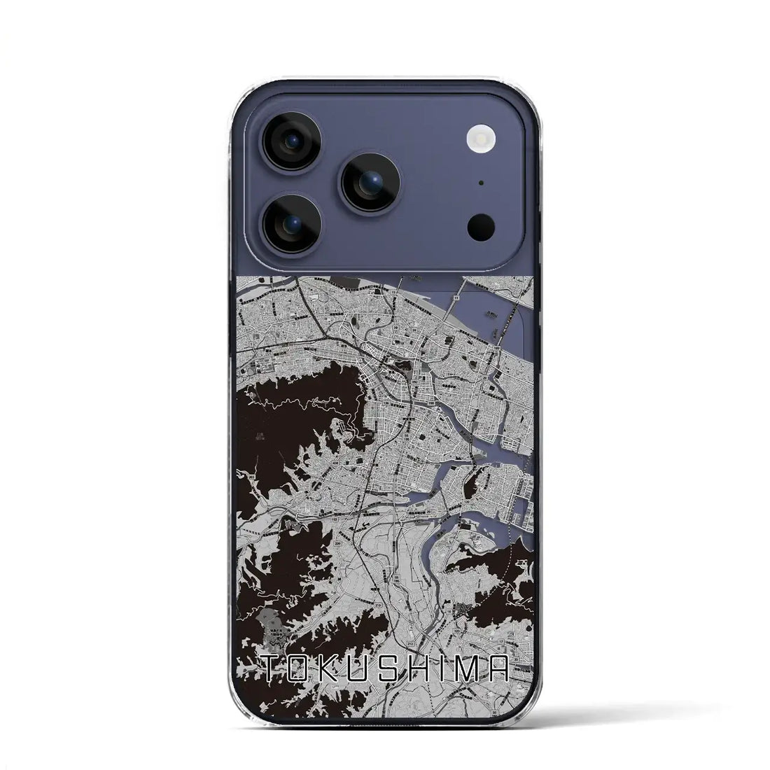 【徳島（徳島県）】地図柄iPhoneケース（クリアタイプ）モノトーン・iPhone 17 Pro Max 用