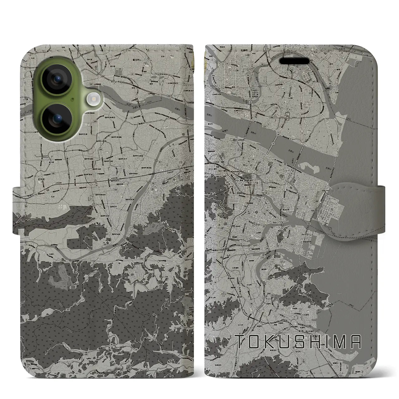 【徳島（徳島県）】地図柄iPhoneケース（手帳タイプ）