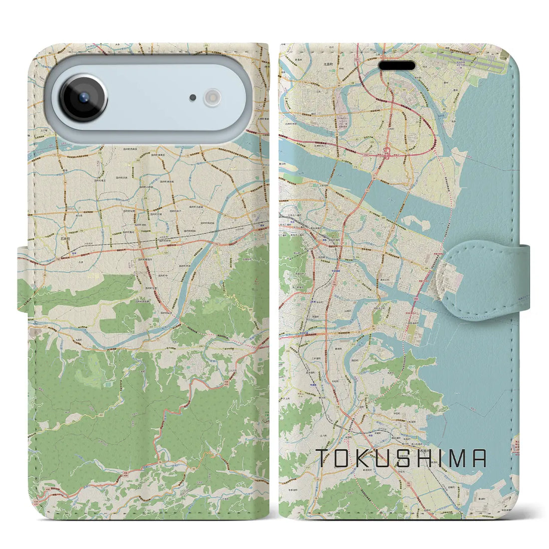 【徳島（徳島県）】地図柄iPhoneケース（手帳タイプ）ナチュラル・iPhone 17 Pro Max 用