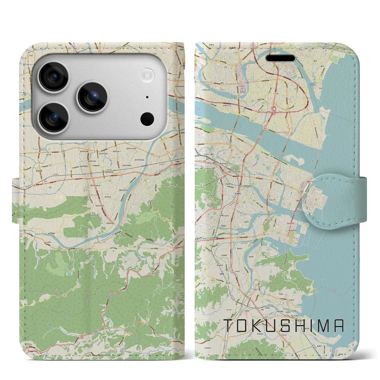 【徳島（徳島県）】地図柄iPhoneケース（手帳タイプ）