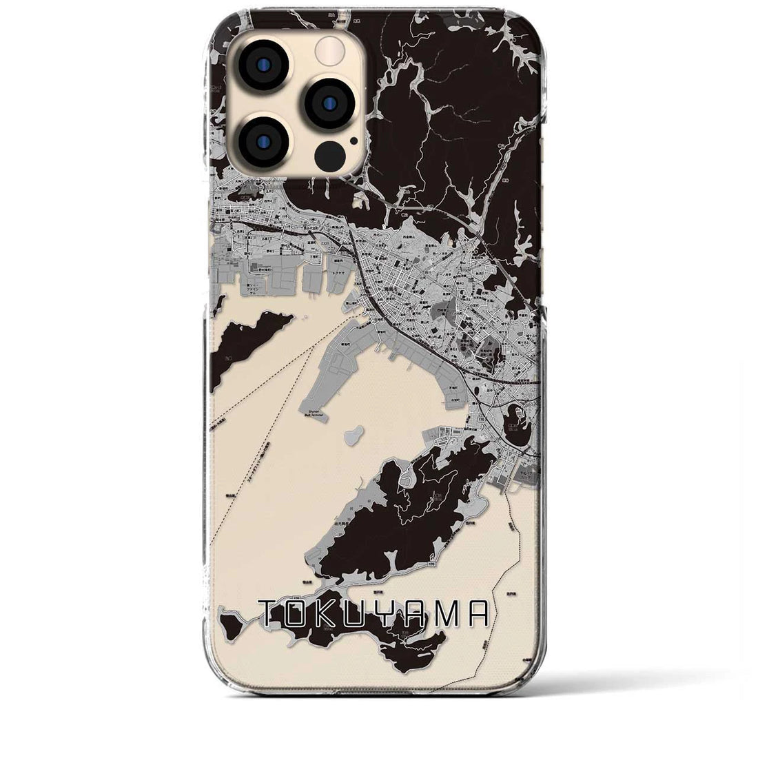 【徳山(山口県)】地図柄iPhoneケース(クリアタイプ)モノトーン・iPhone 12 Pro Max 用