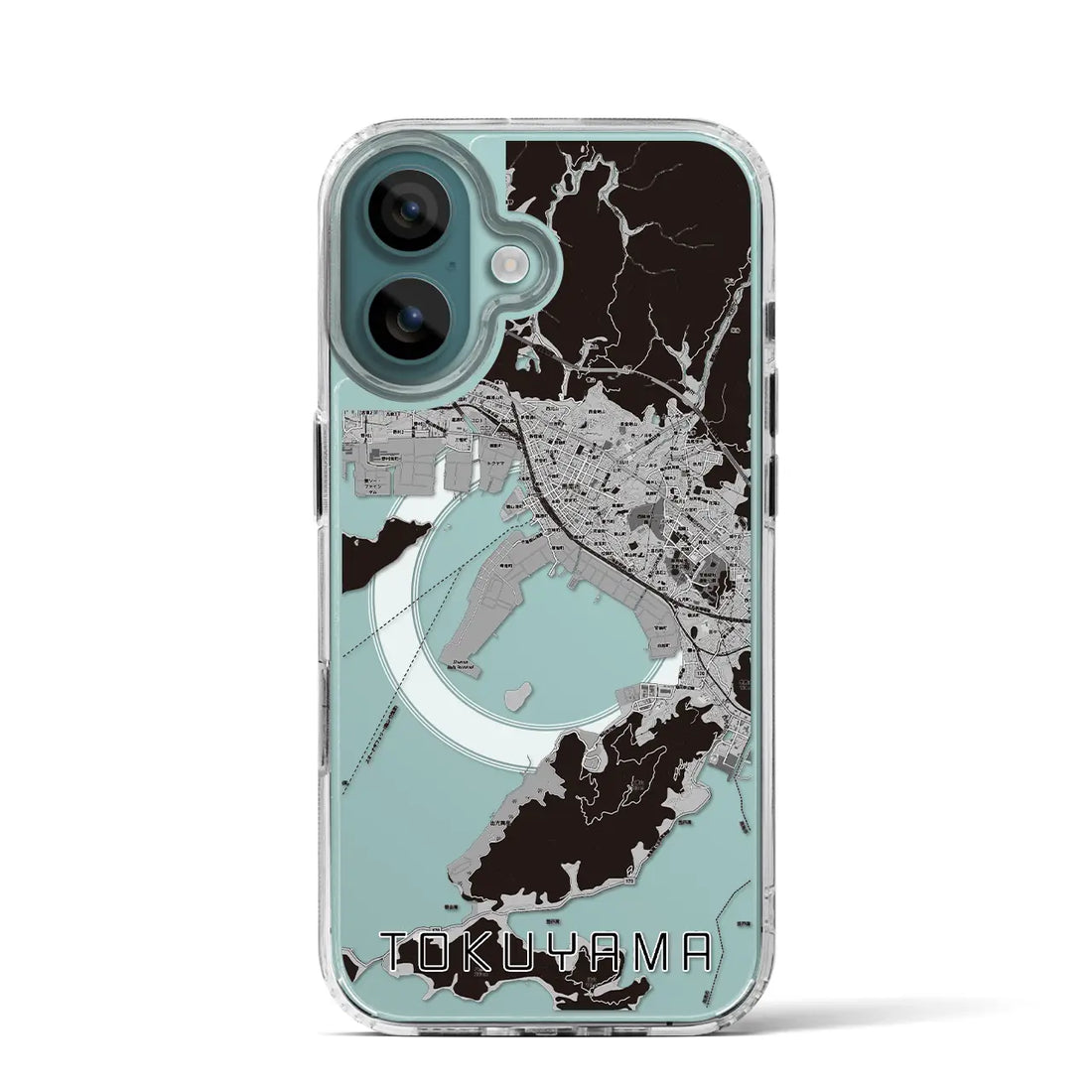 【徳山(山口県)】地図柄iPhoneケース(MagSafeタイプ)モノトーン・iPhone 16 Pro 用