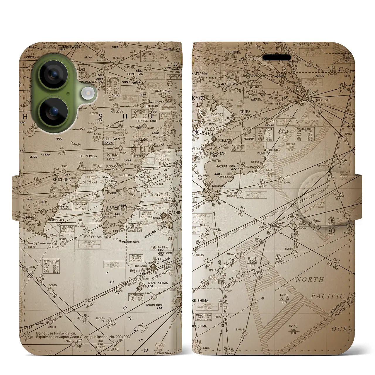 【東京航空図（東京都）】航空図iPhoneケース（手帳タイプ）