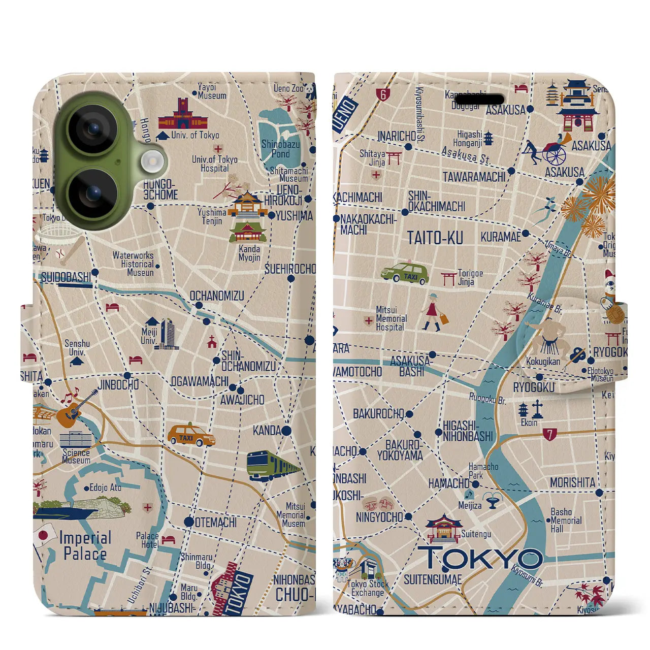 【東京都心東部】イラストマップiPhoneケース（手帳タイプ）