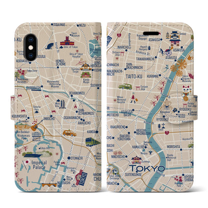 【東京都心東部（イラスト）】イラストマップiPhoneケース（手帳タイプ）ブライト・iPhone XS / X 用
