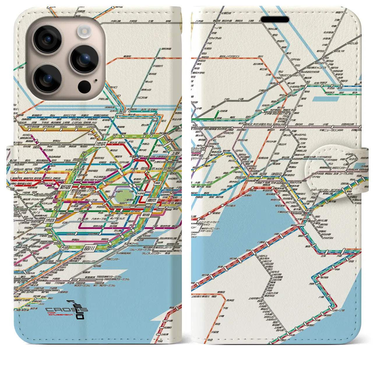 【東京東部路線図（東京都）】路線図iPhoneケース（手帳タイプ）ホワイト・iPhone 16 Plus 用