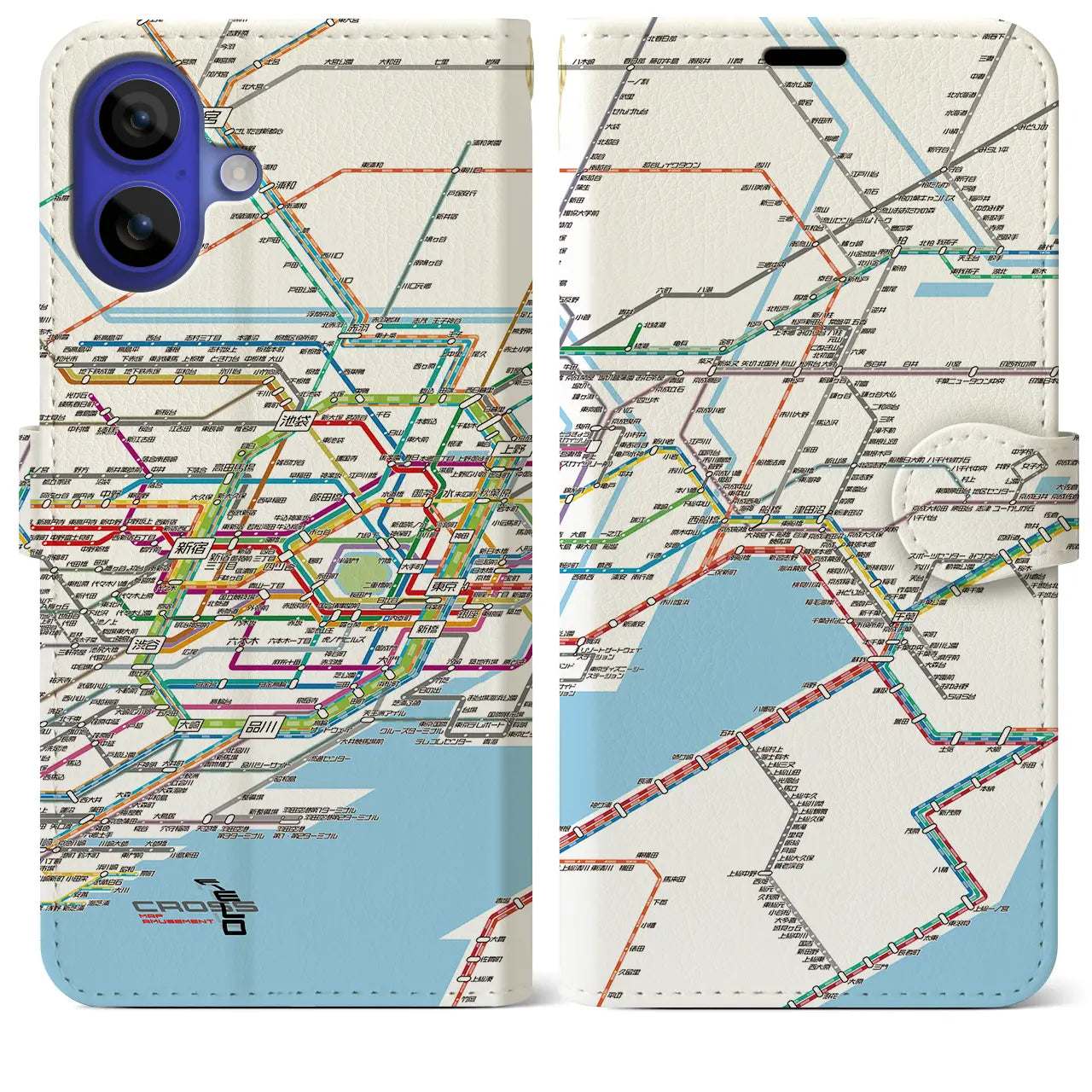 【東京東部路線図（東京都）】路線図iPhoneケース（手帳タイプ）ホワイト・iPhone 16 Pro Max 用