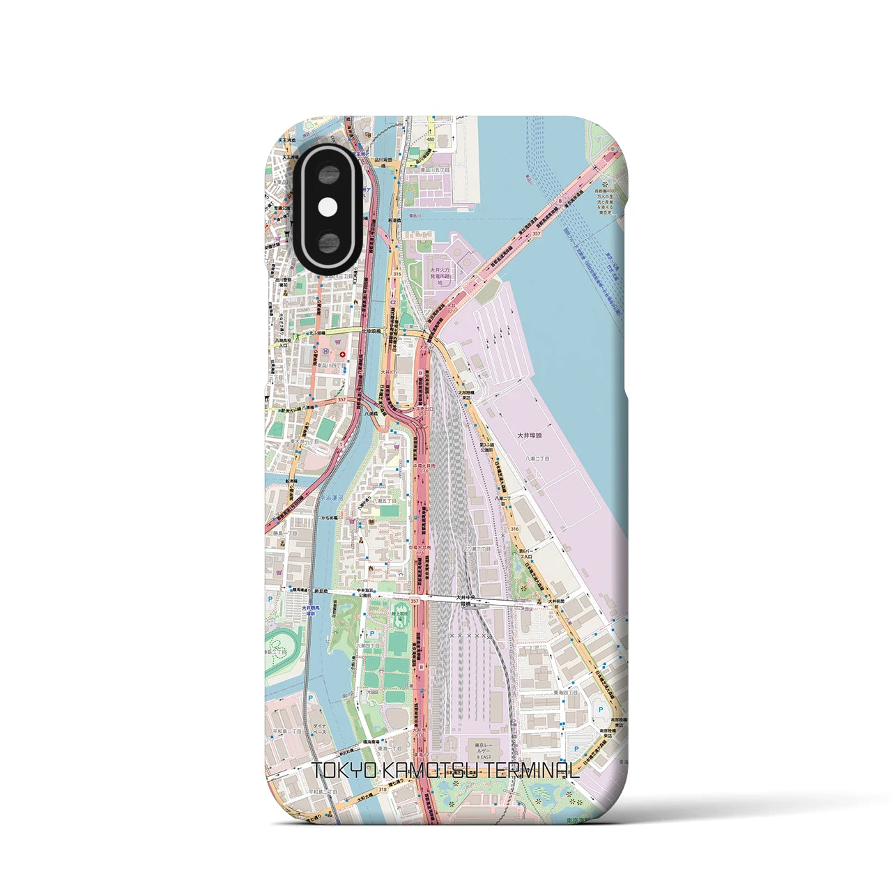 【東京貨物ターミナル】地図柄iPhoneケース（バックカバータイプ・ナチュラル）iPhone XS / X 用