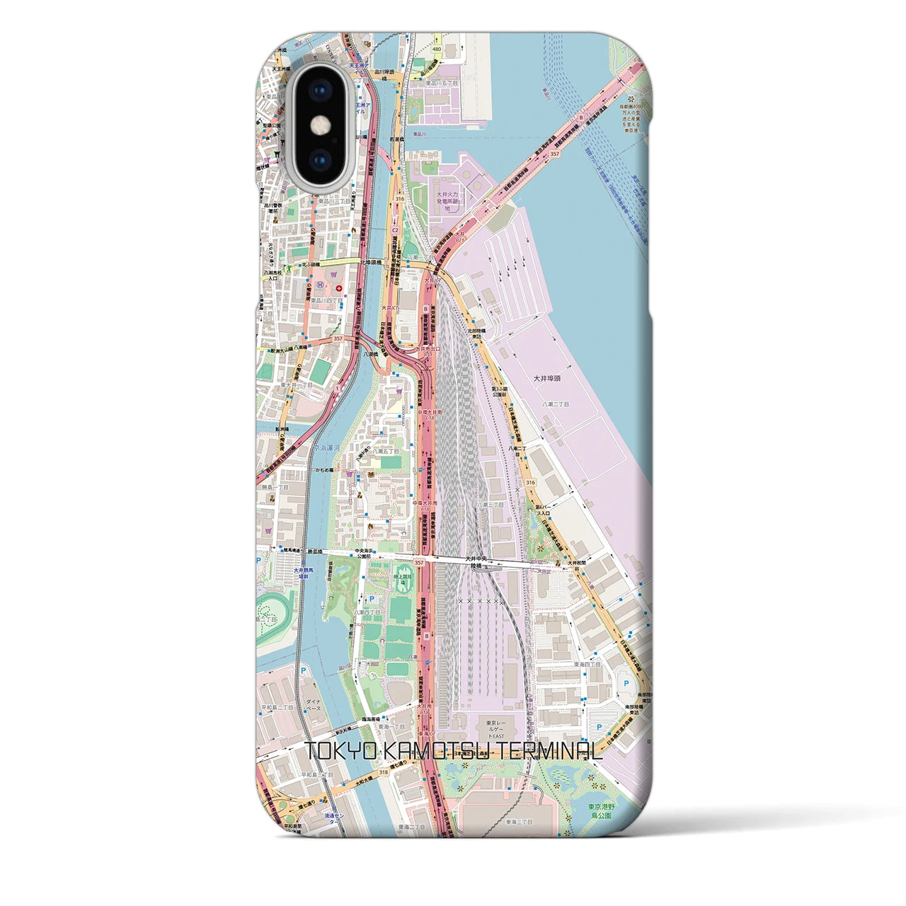 【東京貨物ターミナル】地図柄iPhoneケース（バックカバータイプ・ナチュラル）iPhone XS Max 用