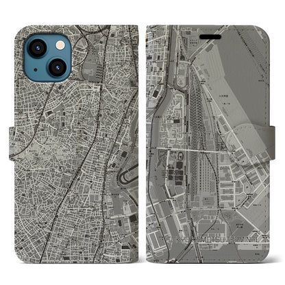 【東京貨物ターミナル（東京都）】地図柄iPhoneケース（手帳タイプ）モノトーン・iPhone 13 用