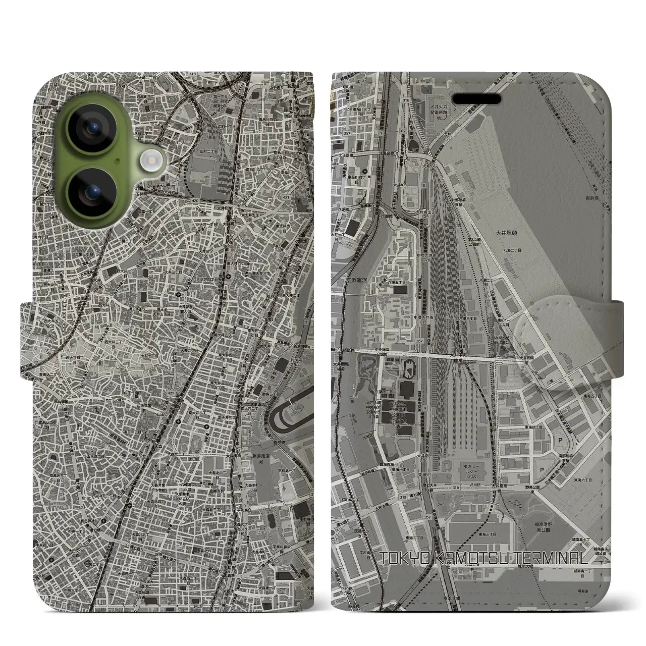【東京貨物ターミナル（東京都）】地図柄iPhoneケース（手帳タイプ）