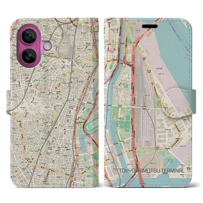【東京貨物ターミナル（東京都）】地図柄iPhoneケース（手帳タイプ）ナチュラル・iPhone 16 Pro 用